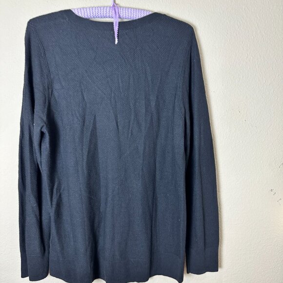 NWT GAP Waffle Weave Knit Crew Neck Sweater Black Size Large - Picture 6 of 8